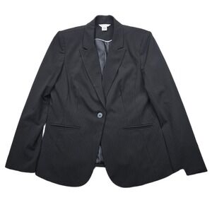 Liz Claiborne Women Black Pinstripe Blazer Jacket Size 10 Professional‎ Career